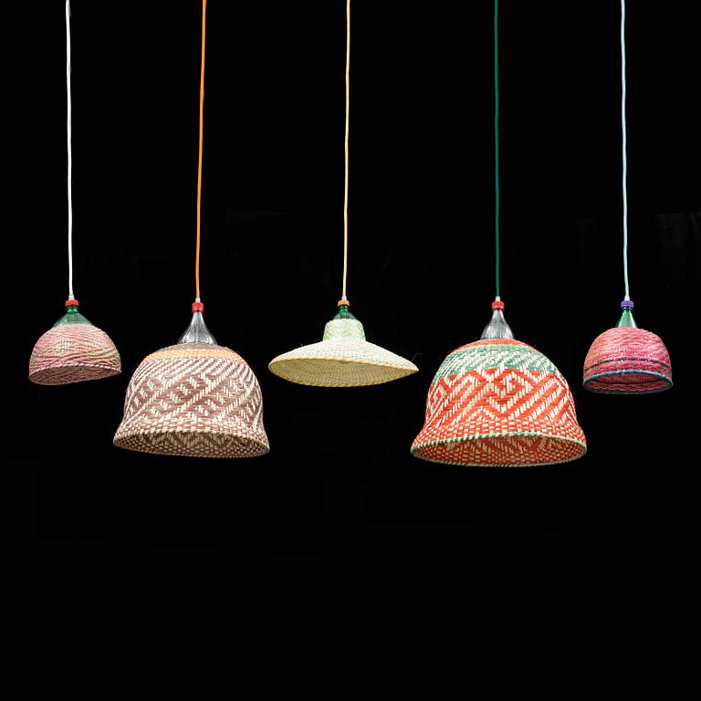 Five ceiling lights, 'Petlamps', Colombia, 2012.