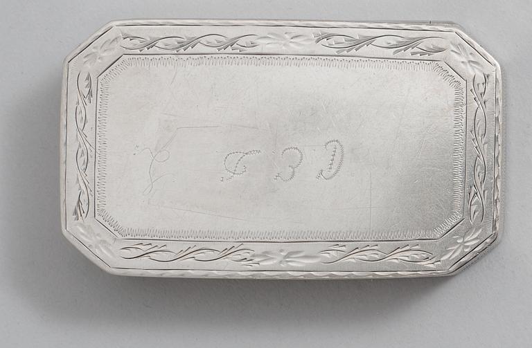 A Swedish early 19th century parcel-gilt snuff-box, makers mark of Stephan Westerstråhle, Stockholm 1808.
