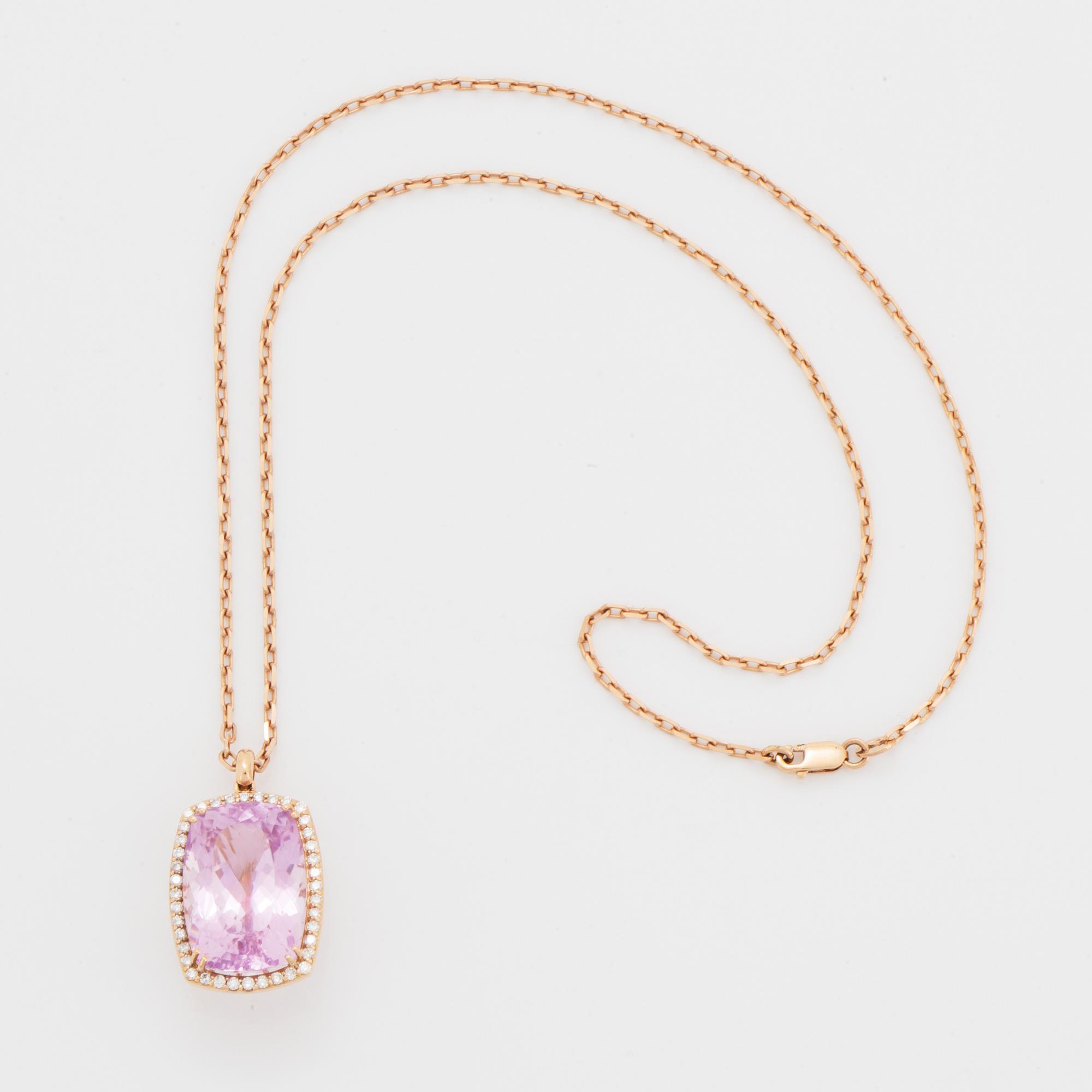 Kunzite and diamond necklace.
