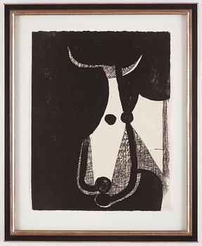 Pablo Picasso, "Tête de taureau, tournée à droite".