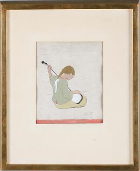 GRETA GERELL, gouache, signerad.