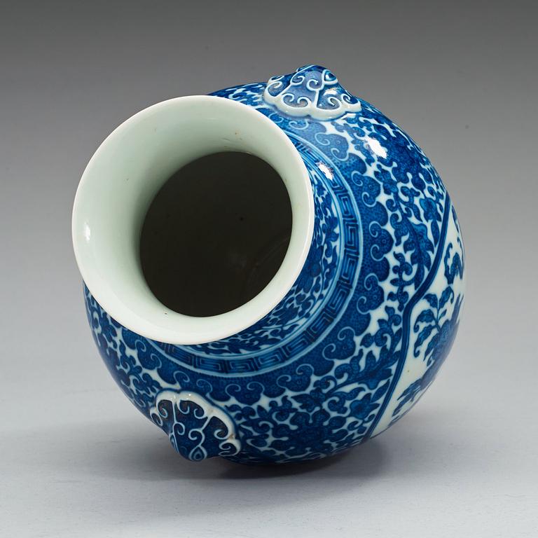 A blue and white vase, China, Republic, 20th Century, with Qianlong seal mark.