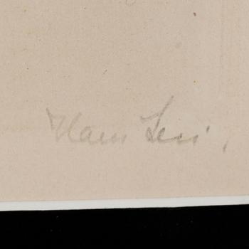 OKÄND KONSTNÄR, litografiskt tryck, otydligt signerad, 1900-talets första hälft.