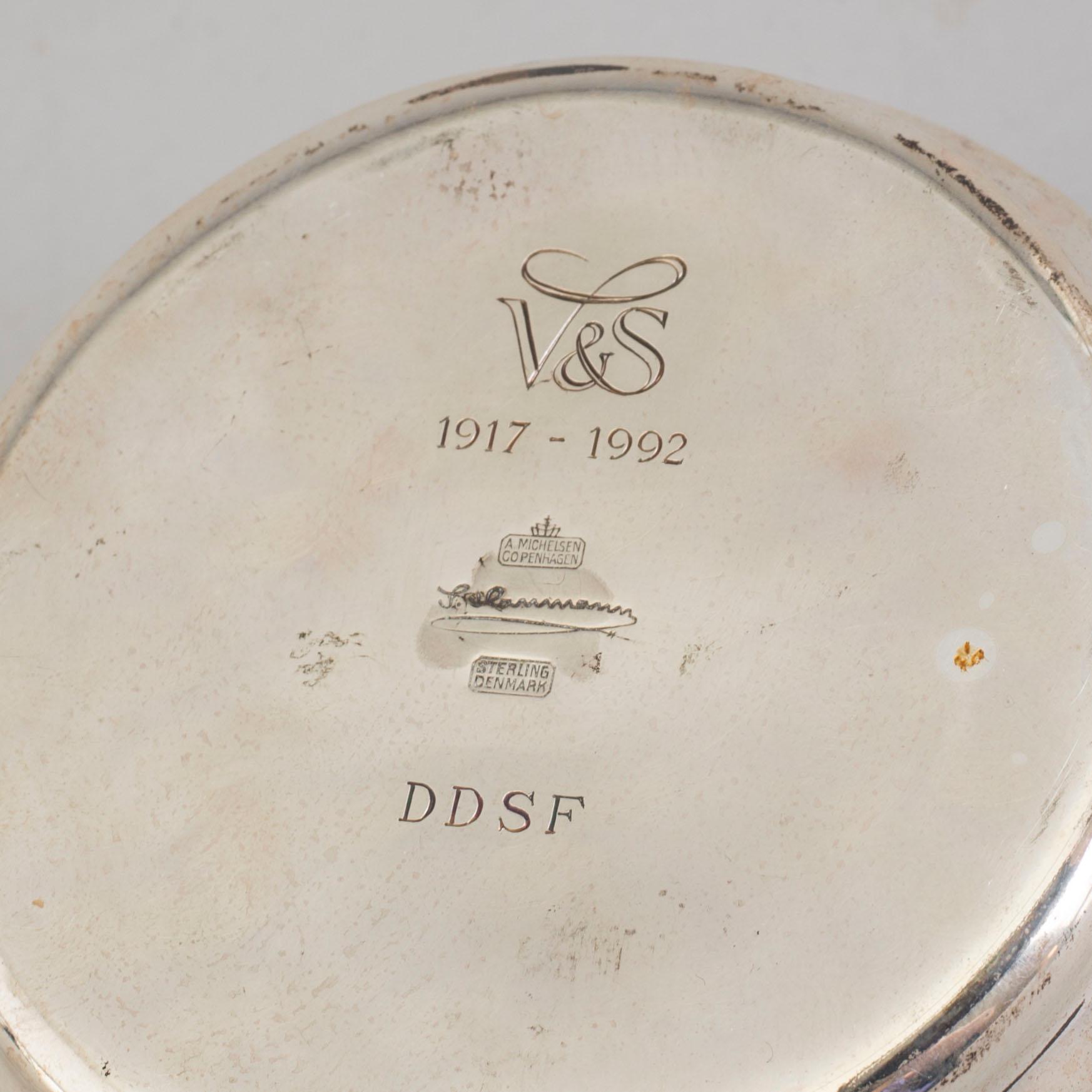 A sterling silver and enamel bowl by Anton Michelsen, Copenhagen, 1990s.