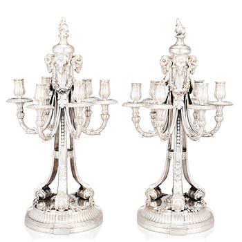 200. A pair of Swedish silver candelabras, CH Hallberg, Stockholm 1907.