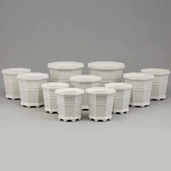 Eleven Swedish porcelain plant pots, Prins Eugen, 'Waldemarsudde', Rörstrand.
