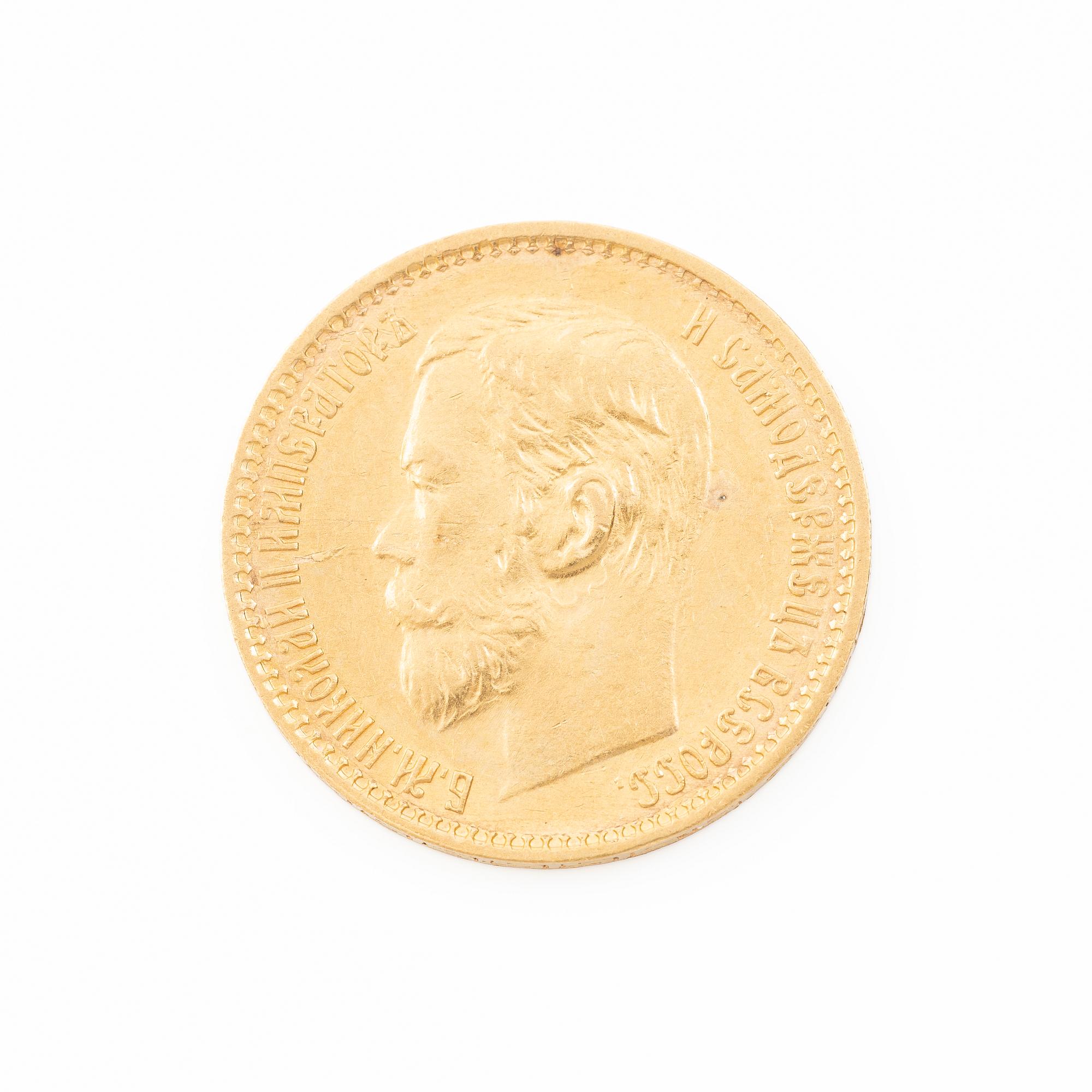 Guldmynt, Nikolaij II, Ryssland, 5 Rubel, 1898.