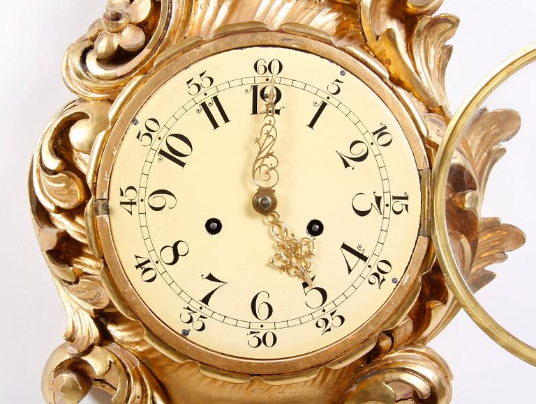 VÄGGPENDYL SAMT LAMPETTER, rokokostil, 1900-talets mitt.