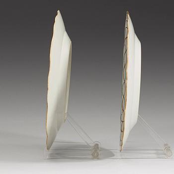 A pair of famille rose armorial dishes for Claes Alströmer, Qing dynasty, Qianlong (1736-95), ca 1770.