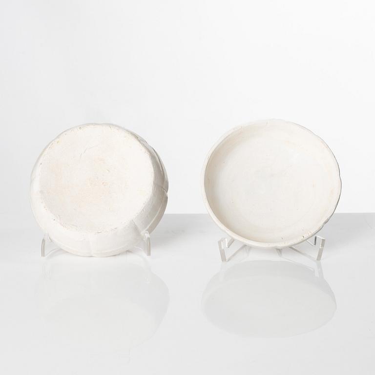 Two qingbai boxes with covers, Song dynasty (960-1279).