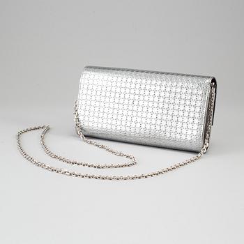 CHRISTIAN DIOR, an embossed metallic leather 'Wallet on Chain' clutch.