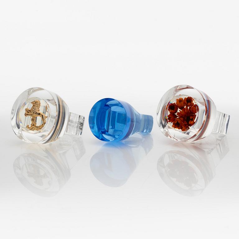 Siv Lagerström, three rings, acrylic plastic. Engravings from the 1970s.