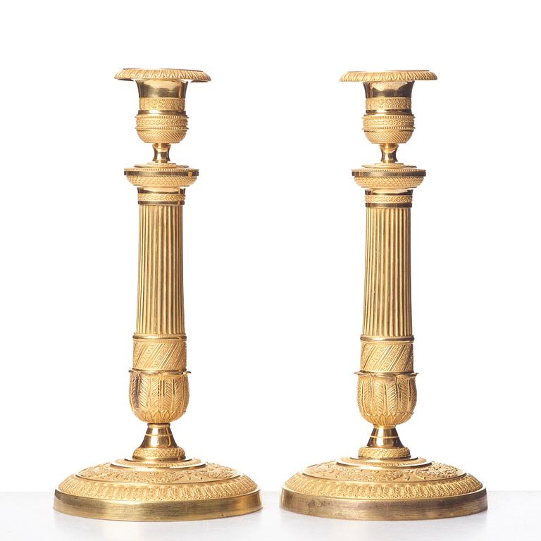 A pair of French Empire candlesticks, beginning of the 1800's.