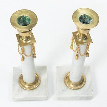 A pai of Late Gustavian candlesticks, circa 1800.