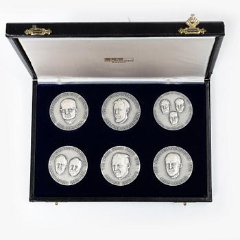 Minnesmedaljer, 6 st, silver, "1970 års Nobelpristagare", Sporrong, Norrtälje 1971.