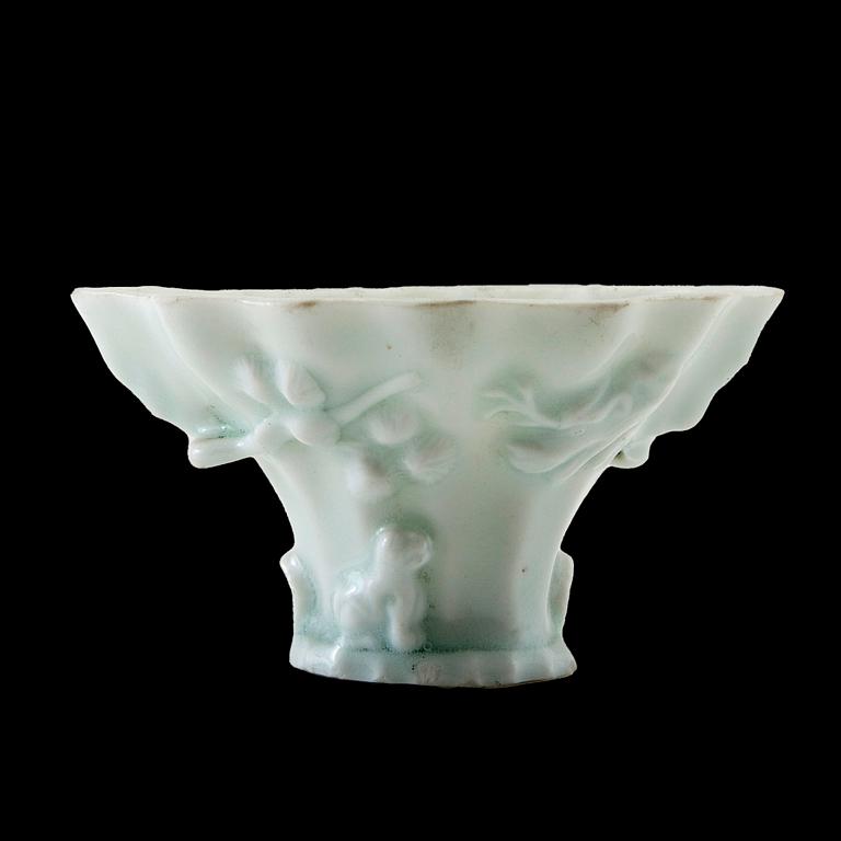 Wine tasting bowl porcelain, blanc-de-chine, China, 19th century.