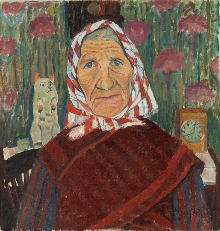 Maj Bring, Portrait of a woman with a cat.