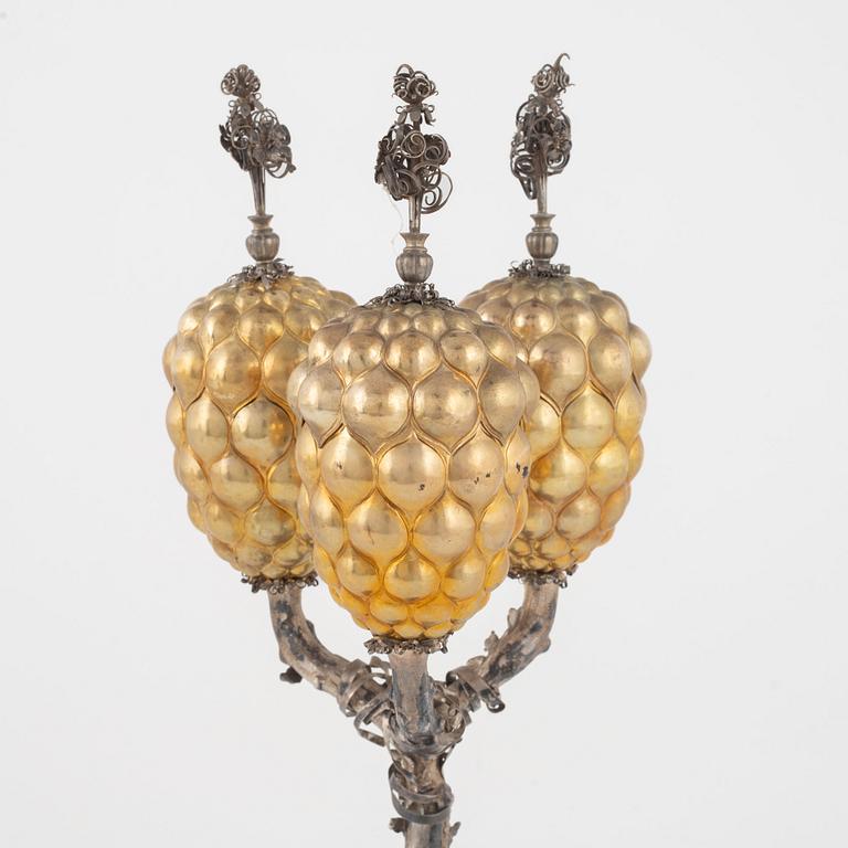 A Baroque Style Parcel-Gilt Silver Pineapple Cup with Cover, circa 1900.