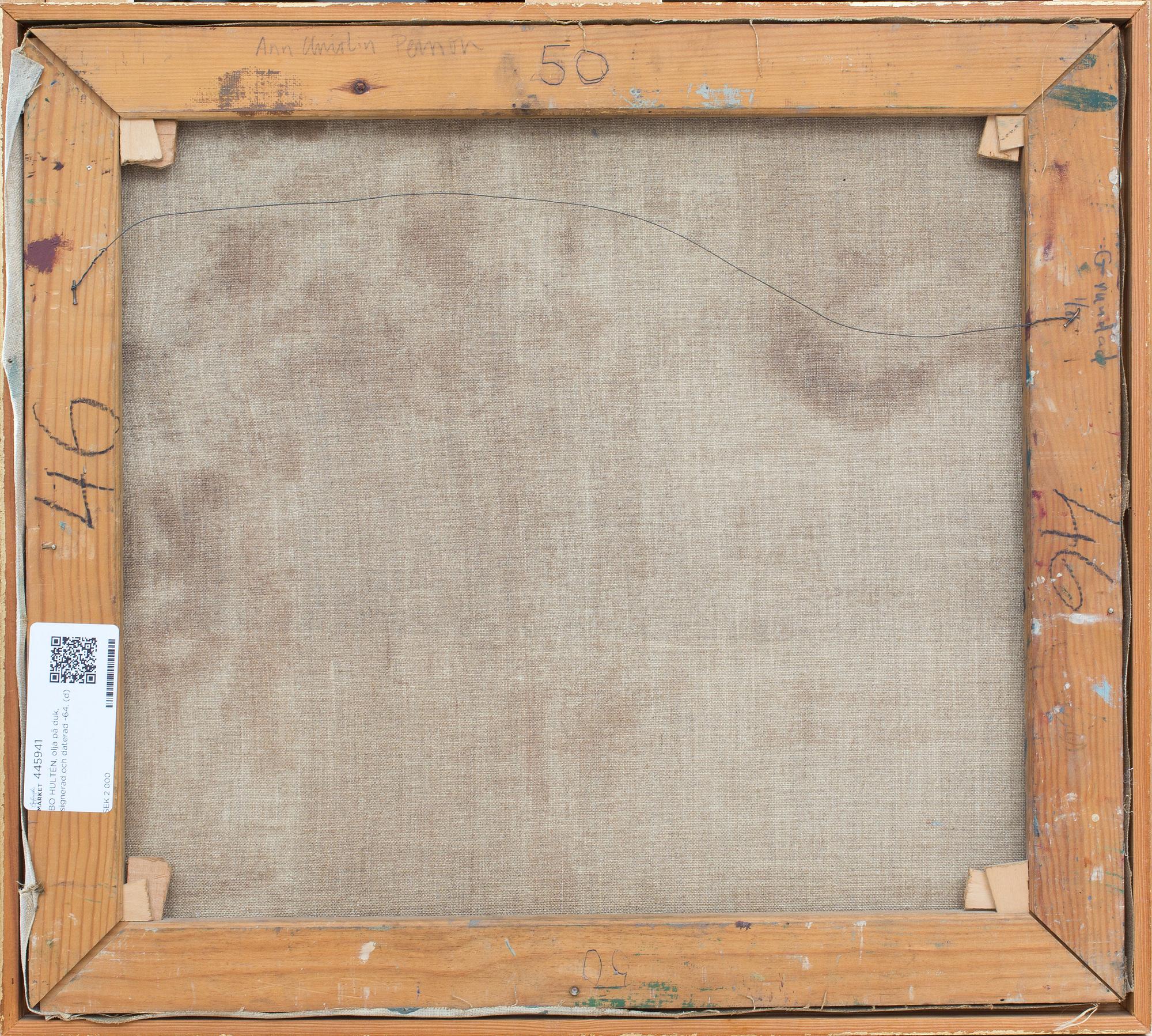 BO HULTÉN, olja på duk, signerad och daterad -64.