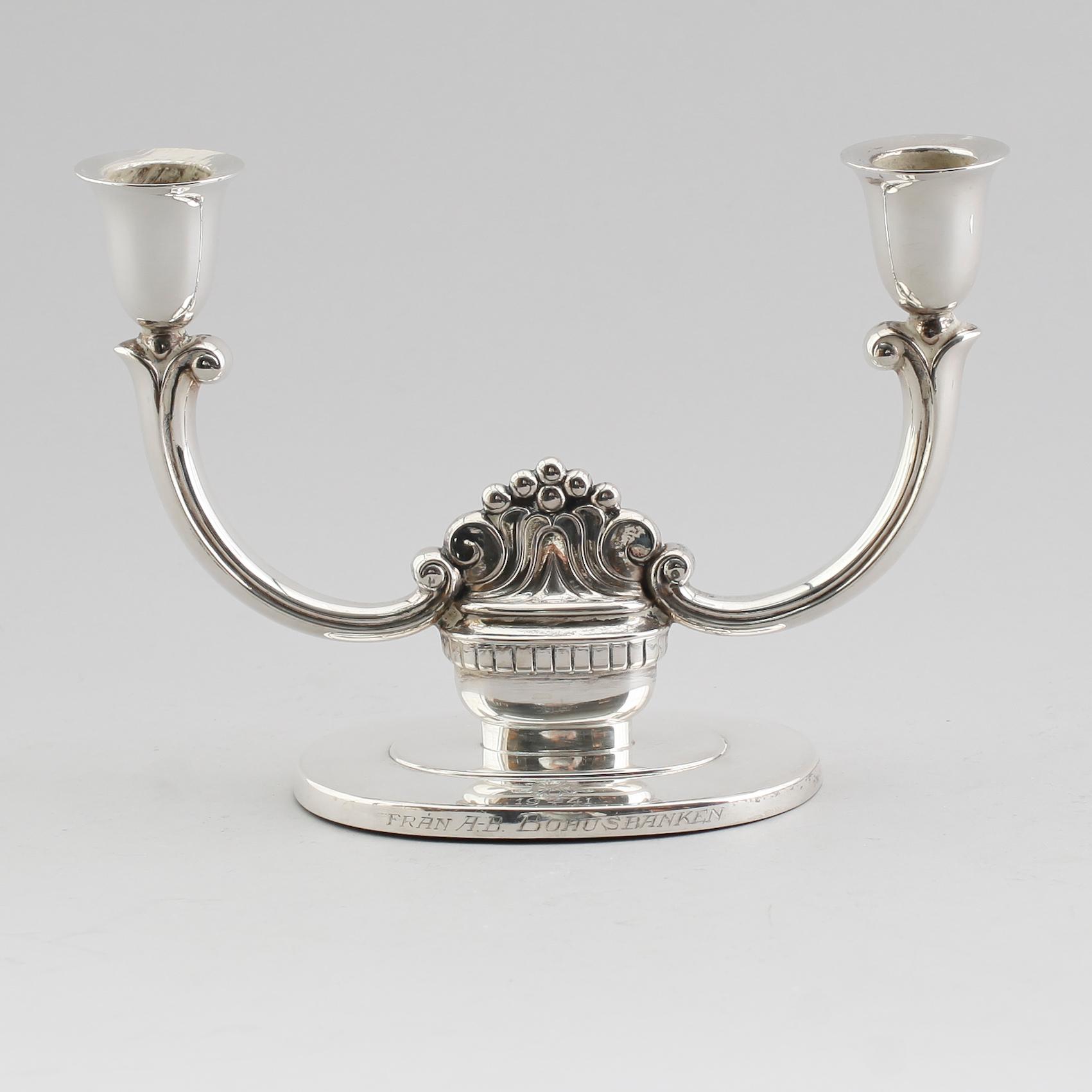 KANDELABER, silver,  Stockholm 1936.