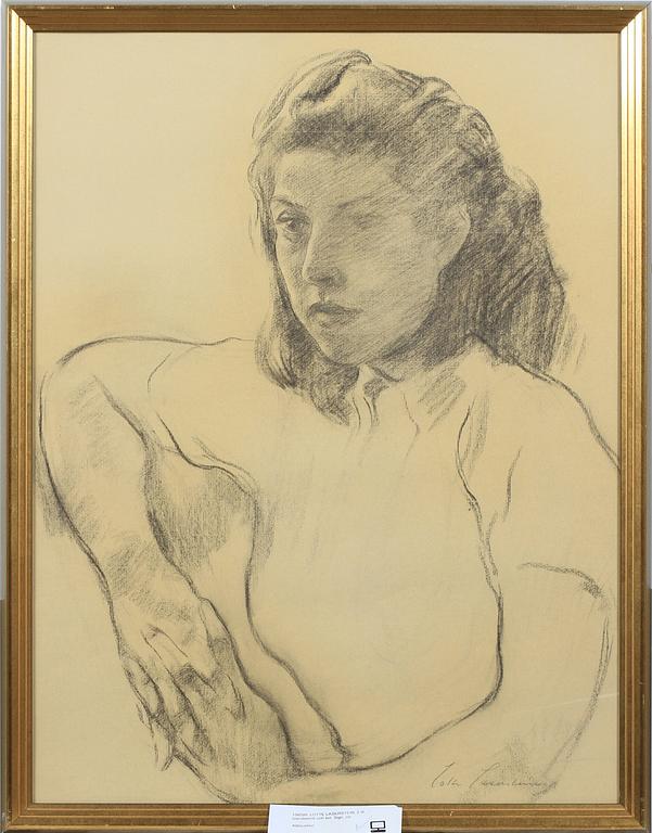 LOTTE LASERSTEIN, blandteknik och kol, 2 st. Sign.