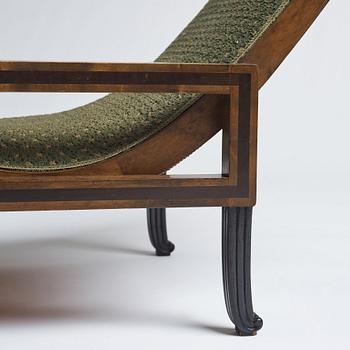Carl Hörvik, a pair of mahogany-stained birch lounge chairs, Swedish Grace 1920s.