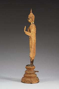 A gilt bronze figure of Buddha, Thailand, Ratanakosin, 19th Century.