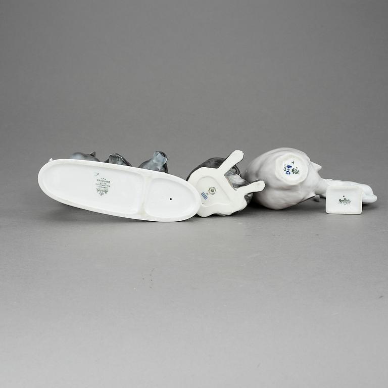 FIGURINER 4 st, porslin. Royal Copenhagen, Bing & Gröndahl, Rosenthal, 1900-tal.