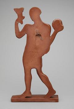 VÄGGPLAKETT samt FIGURIN, keramik, Höganäs resp Gefle, 1930/40-tal.
