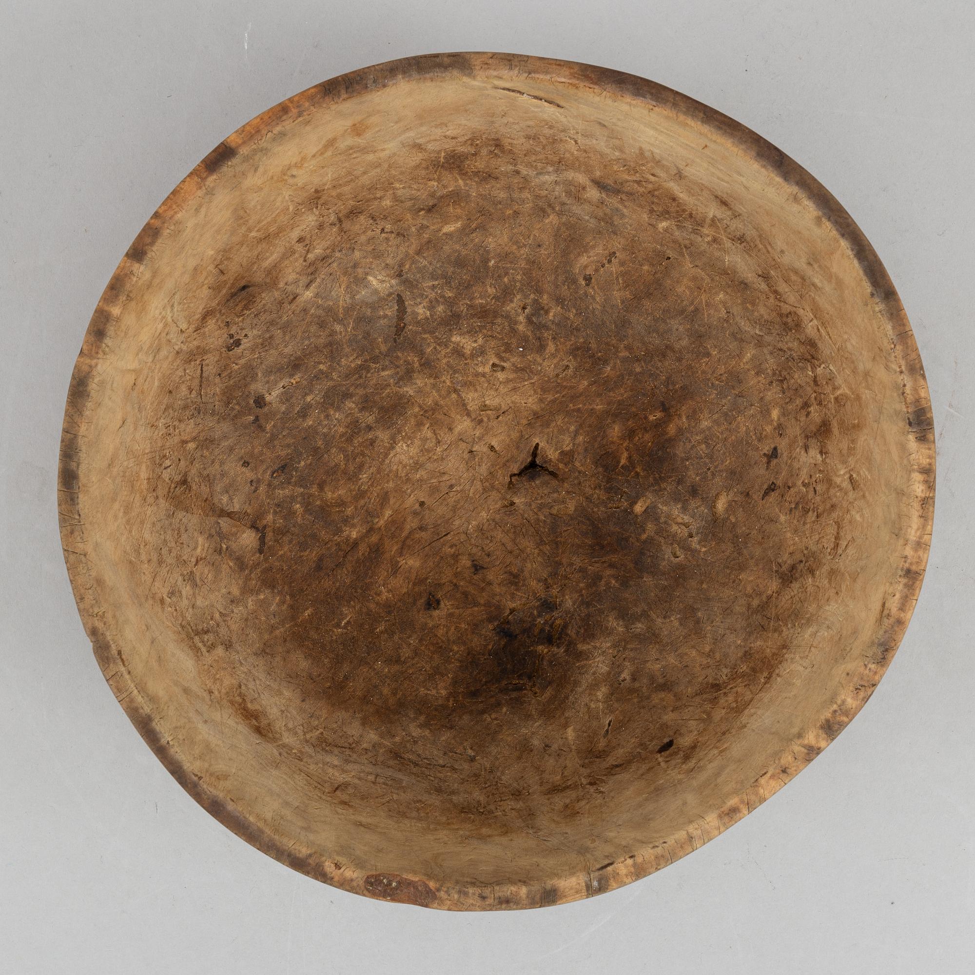 A Swedish wooden bowl and dish, 19th-20-th century.