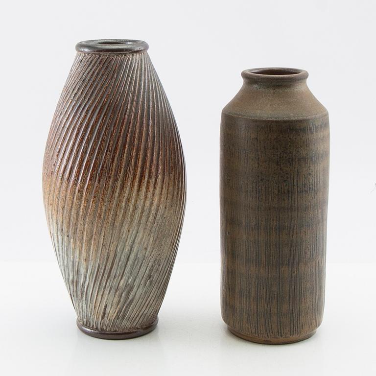Arthur Andersson vases, 2 pcs, Wallåkra stoneware, mid-20th century.