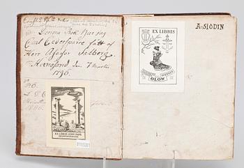 BÖCKER 2 st SAMT SMÅSKRIFT OCH KUNGÖRELSER, bla "Afhandling om Hushålningen til siös..." av Arvid Faxe, Karlskrona 1782.