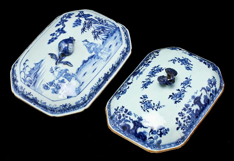 TERRINLOCK, 8 st, porslin, Kina, 1700/1800-tal.