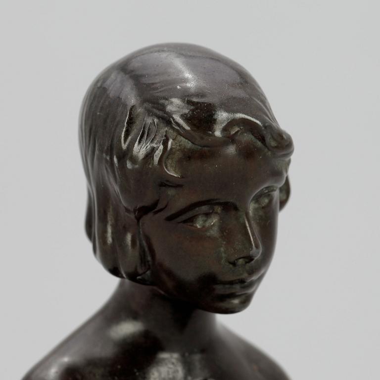 ELNA BORCH, skulptur,"Pige" brons, sign.