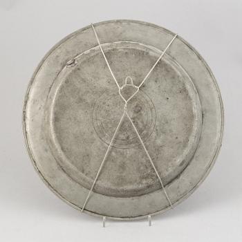 A group of six pewter dishes, different makers mark, most early 19th Century, Swedish/English.