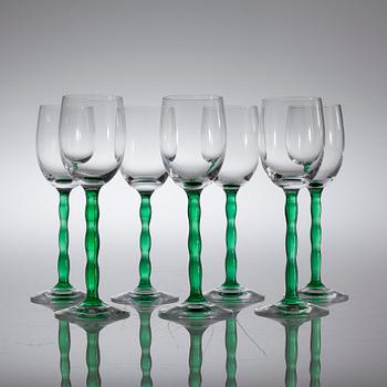 Seven late 20th century "Nobel" white wine glasses by Gunnar Cyrén for Orrefors.