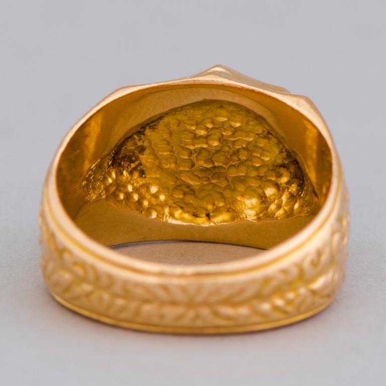 RING, 14K guld "Harley Davidson". Juha Tarnanen, Lahtis 2002.