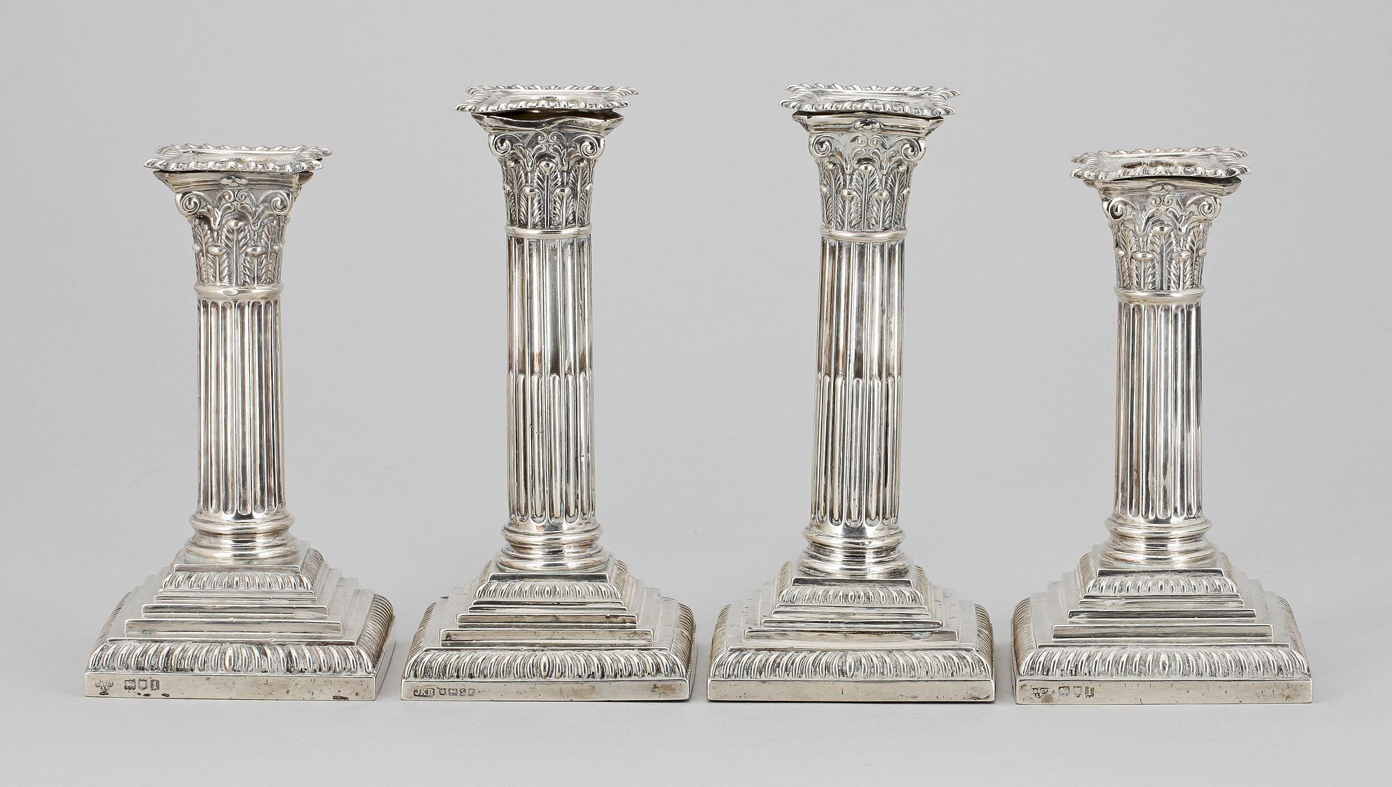 LJUSSTAKAR, 2+2 st. Silver, London och Sheffield, 1800-1900-tal.