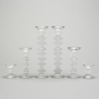 LJUSSTAKAR, 6 st, glas, "Festivo", Timo Sarpaneva, Iittala.