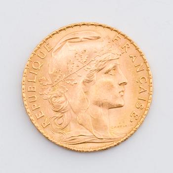 GOLD COIN,  Liberté Égalité Fraternité REPUBLIQUE FRANÇAISE 1912 20 FRANC.