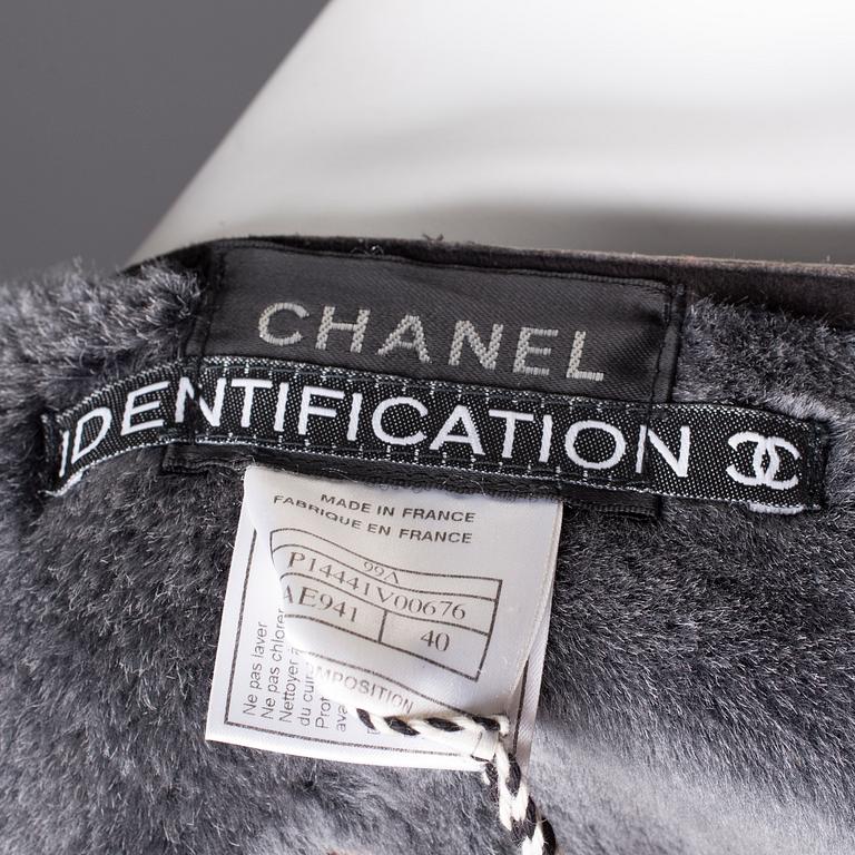 A Chanel Identification sheepskin jacket, French size 40.