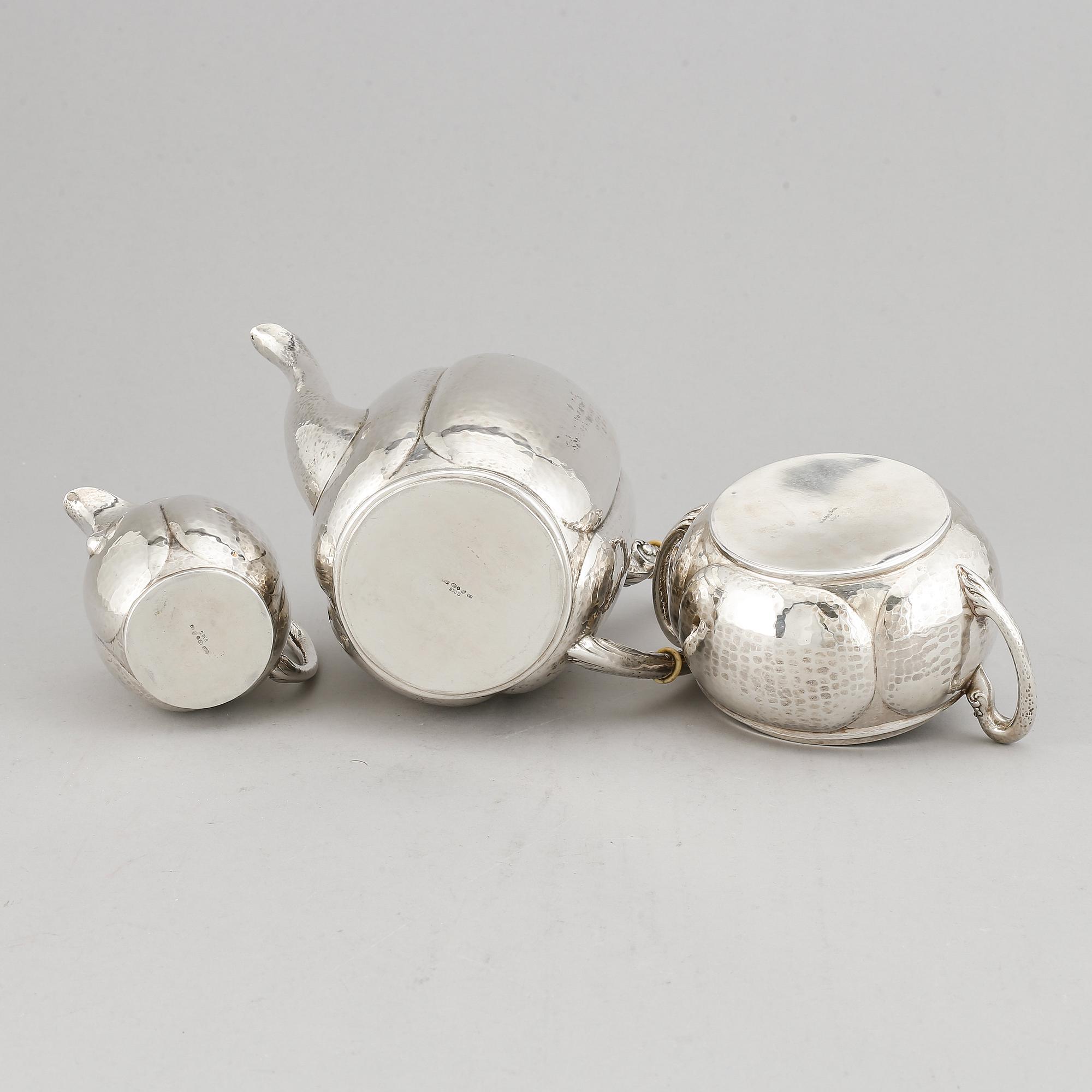 Claes E Andren, kaffeservis, 3 delar, silver. Göteborg 1921.