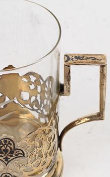 TEGLAS, ett par, silver och glas, Sovjetryssland, 1900-tal.