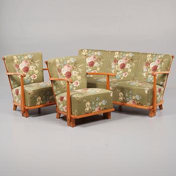 STUGMÖBELGRUPP, 3 delar, Fritz Hansen, omkring 1940.