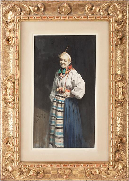 ANDERS ZORN, Watercolour on paper. Signed and dated -83. Girl from Rättvik.