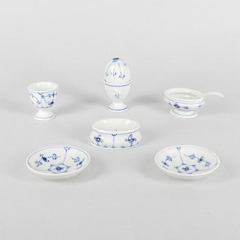 A six part 'Blue Fluted Plain' egg service, Royal Copenhagen, 20th century.