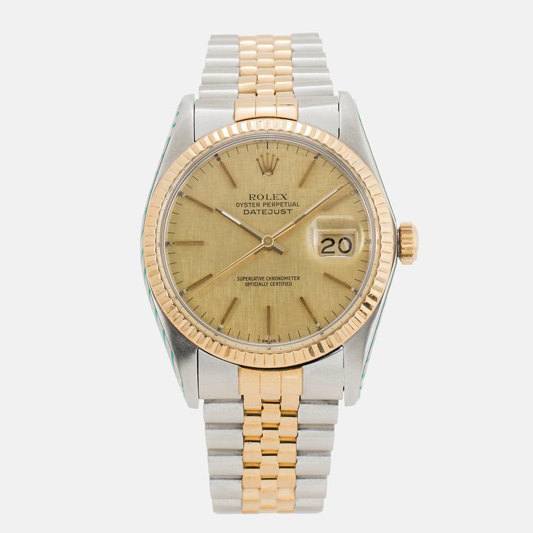 ROLEX, Oyster Perpetual, Datejust (T Swiss T), "Linen Dial", Chronometer, wristwatch, 36 mm.