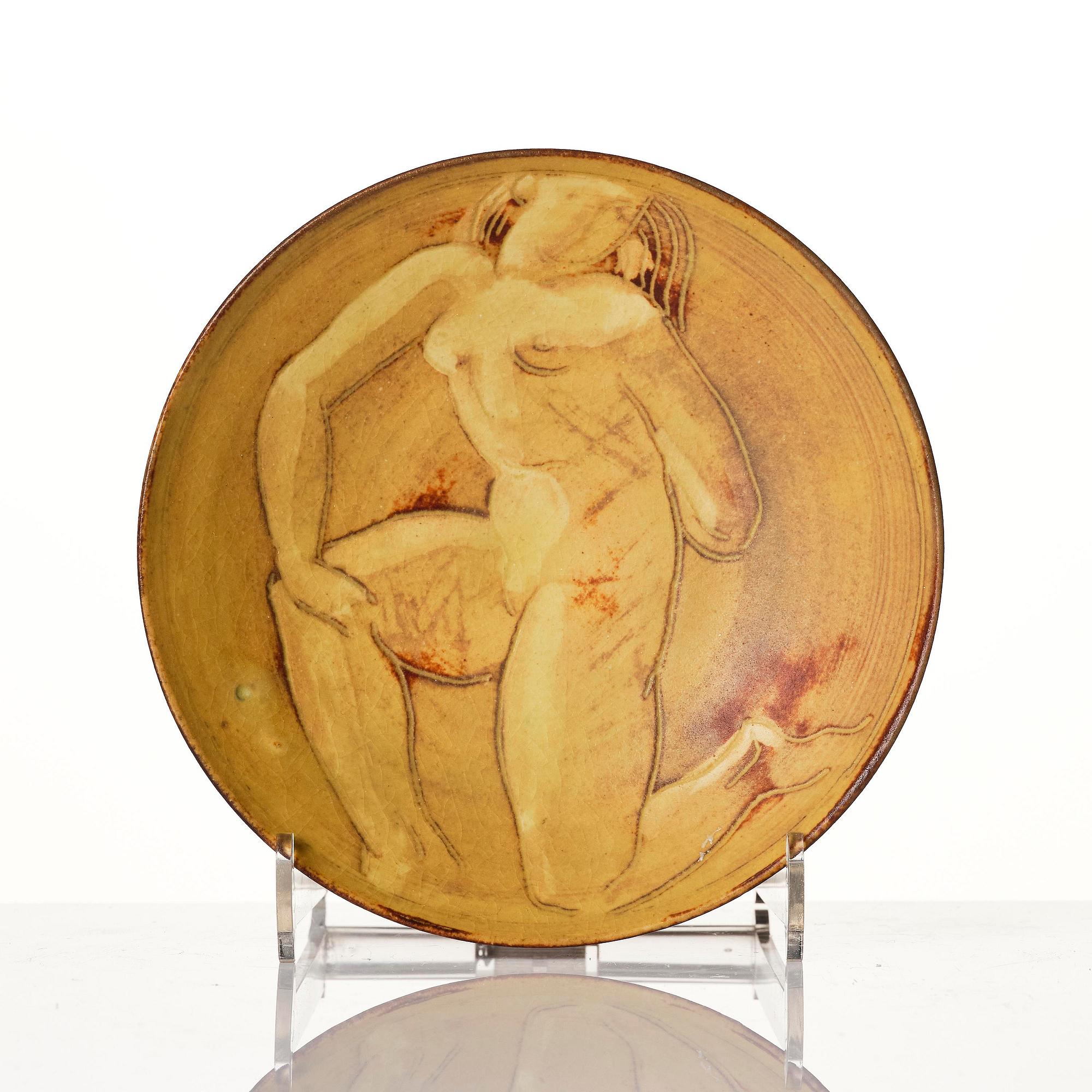 Wilhelm Kåge, a set of two Farsta stoneware dishes, Gustavsberg Studio, one dated 1949.