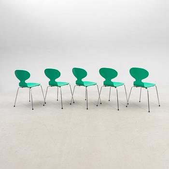 Arne Jacobsen, 5 "Myran" chairs for Fritz Hansen Denmark, latter part of the 20th century.