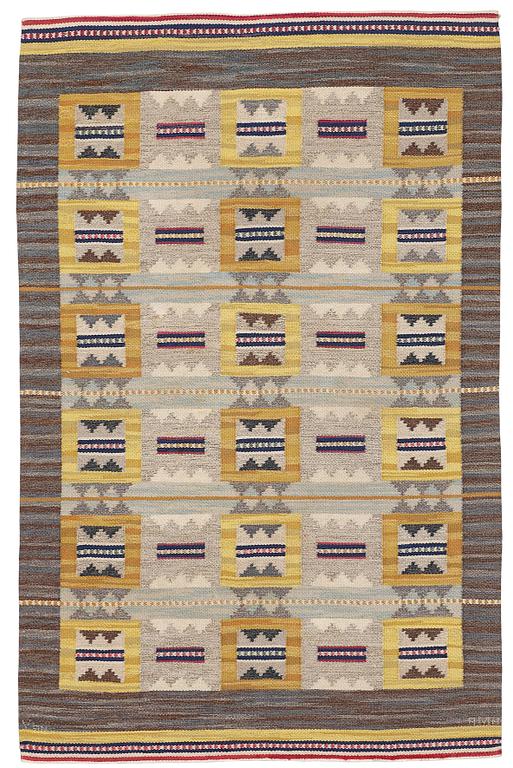 Anna Maria Hoke, Matto, flat weave, ca 242-243 x 155-157 cm, signed VbN AMH.